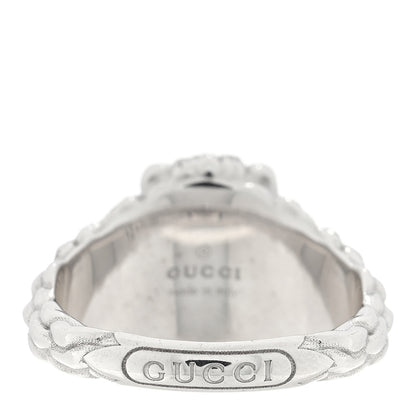 Gucci 18K White Gold Diamond Aquamarine Pave Lion Head Ring 52 6 3 of 4