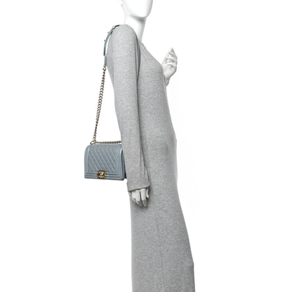 Chanel Iridescent Patent Calfskin Quilted Medium Boy Flap Light Blue 2 of 13