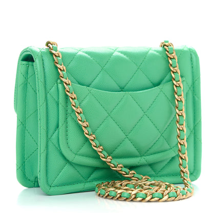 Chanel Caviar Quilted Mini Sweet Classic Flap Green 3 of 9