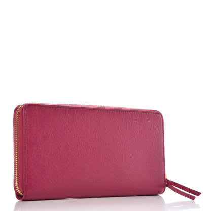 Balenciaga Agneau Classic Gold Hardware Continental Zip Around Wallet Rose Dahlia 3 of 18