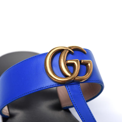 Gucci Calfskin GG Marmont Thong Sandals 38.5 Shiny Electric Blue 16 of 16
