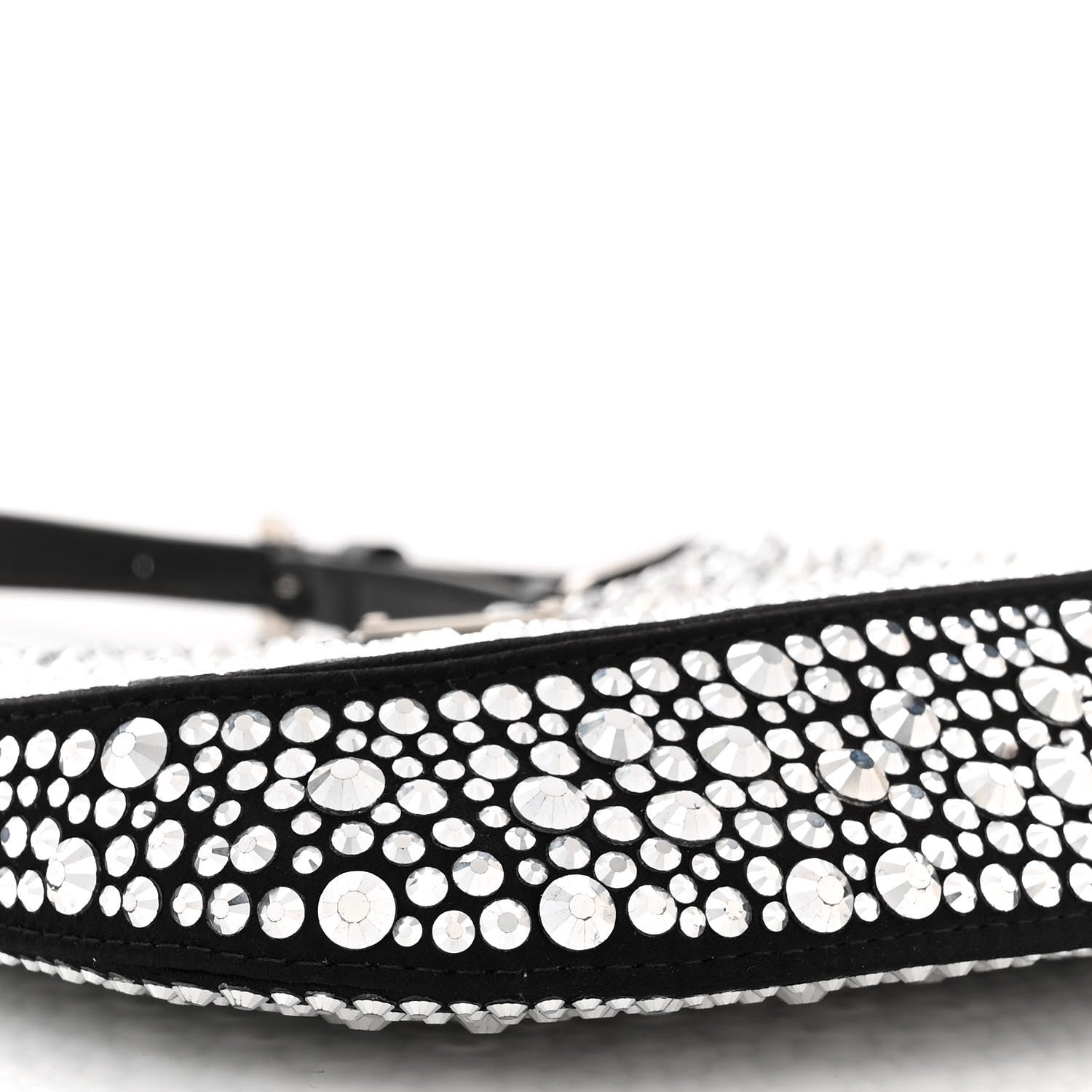 Prada Satin Crystal Cleo Adjustable Strap Shoulder Bag Metal 8 of 9
