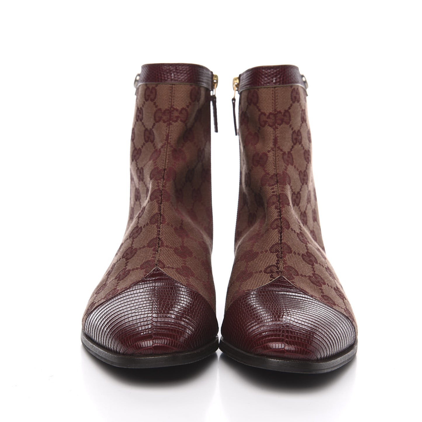 GG Monogram Lizard Mens GG Ankle Boots 9 Sahara Rubino Bright Bordeaux