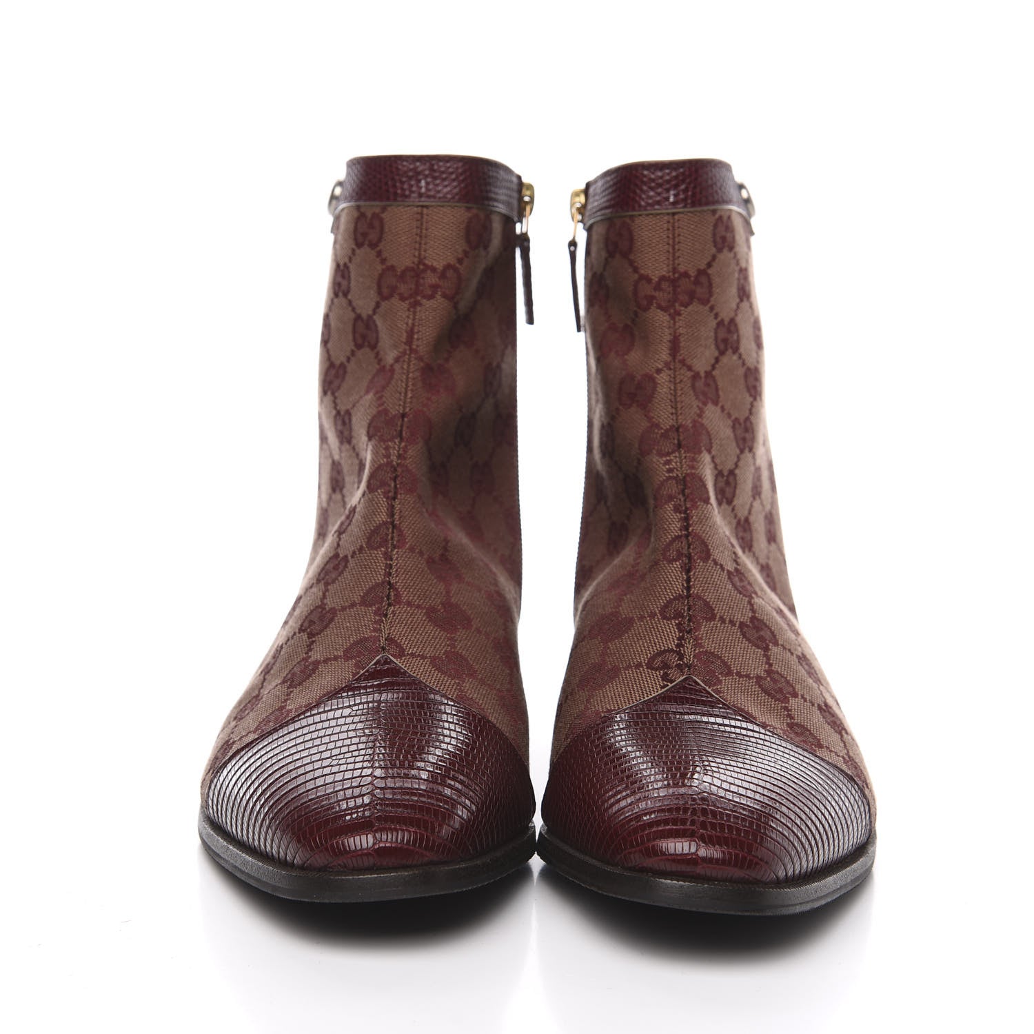 Gucci GG Monogram Lizard Mens GG Ankle Boots 9 Sahara Rubino Bright Bordeaux 2 of 9