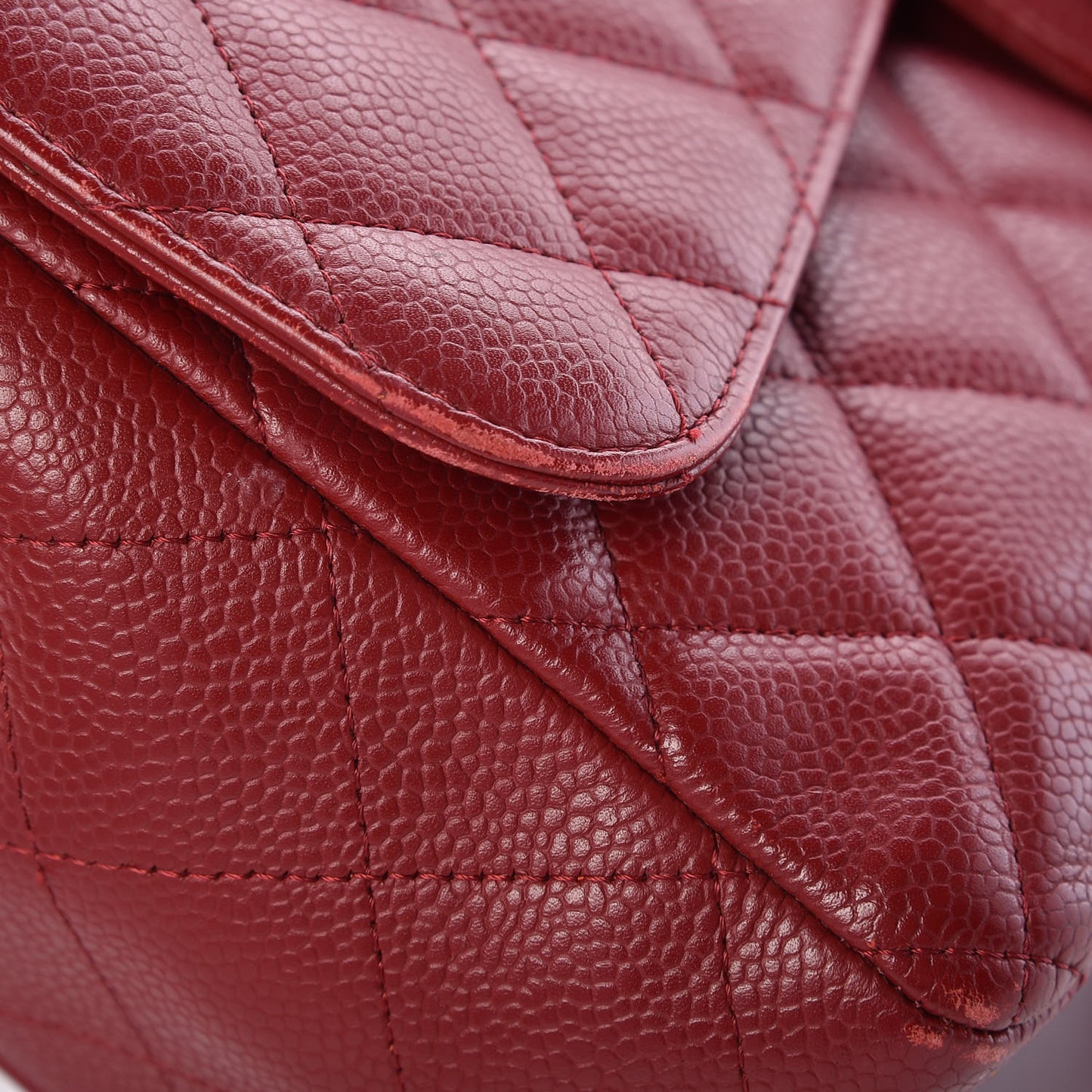 Caviar Quilted Jumbo Single Flap Red