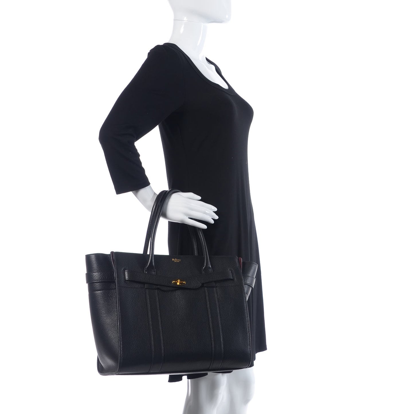 Classic Grain Small Bayswater Zip Tote Black