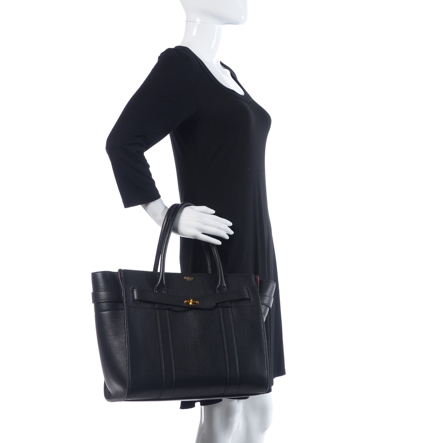 Mulberry Classic Grain Small Bayswater Zip Tote Black 2 of 8