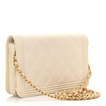 Chanel Caviar Quilted Boy Wallet On Chain WOC White 3 of 16