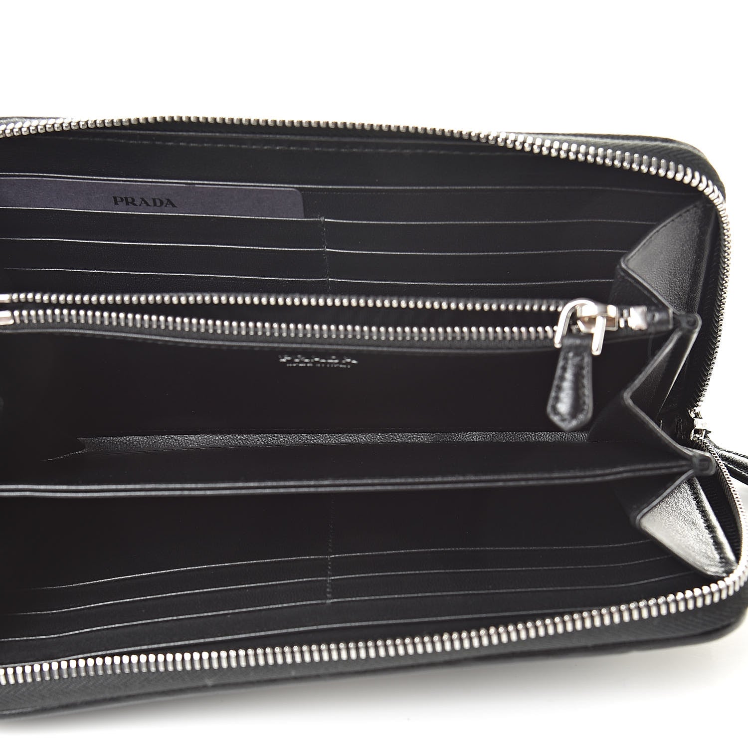 Prada Soft Calfskin Diagramme Zip Around Wallet Black 5 of 8