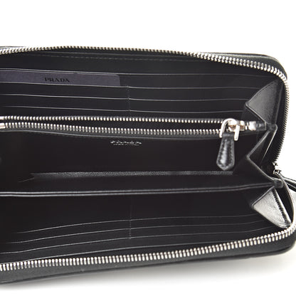 Prada Soft Calfskin Diagramme Zip Around Wallet Black 5 of 8