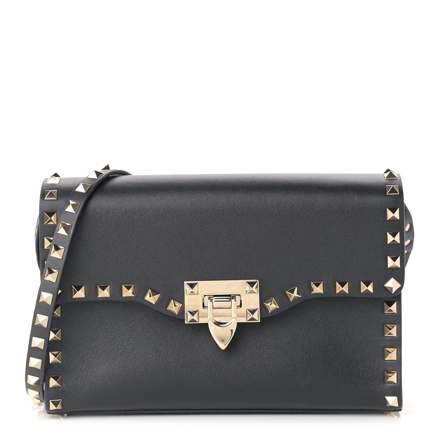 Valentino Garavani Vitello Medium Rockstud Flip Lock Crossbody Bag Black 1 of 8
