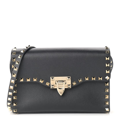 Valentino Garavani Vitello Medium Rockstud Flip Lock Crossbody Bag Black 1 of 8