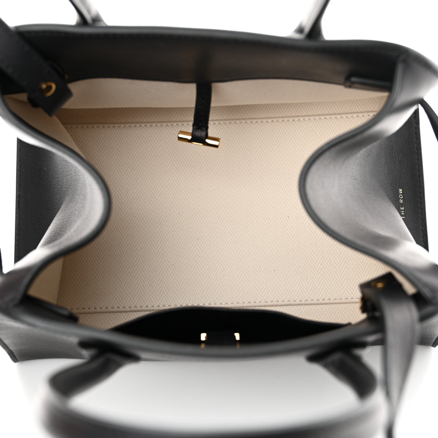 The Row Polished Saddle Calfskin Soft Margaux 10 Bag Black 5 of 9