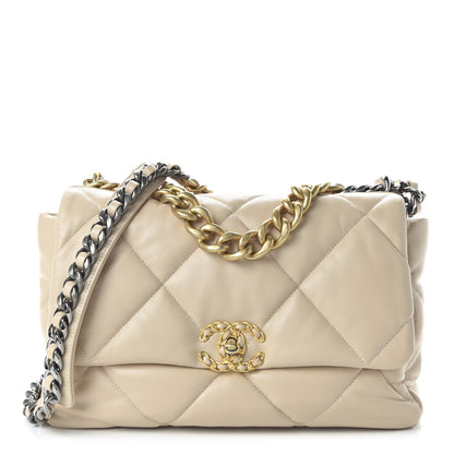 Chanel Lambskin Quilted Large 19 Flap Beige 1 of 11