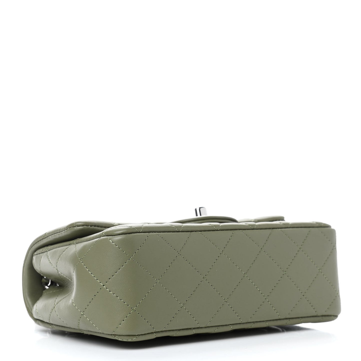 Lambskin Quilted Mini Rectangular Flap Green
