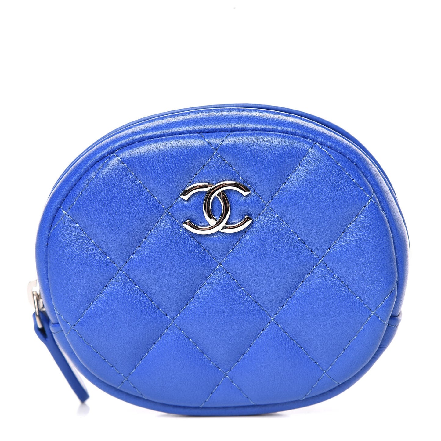 Lambskin Quilted Zip Around Classic Coin Purse Dark Blue