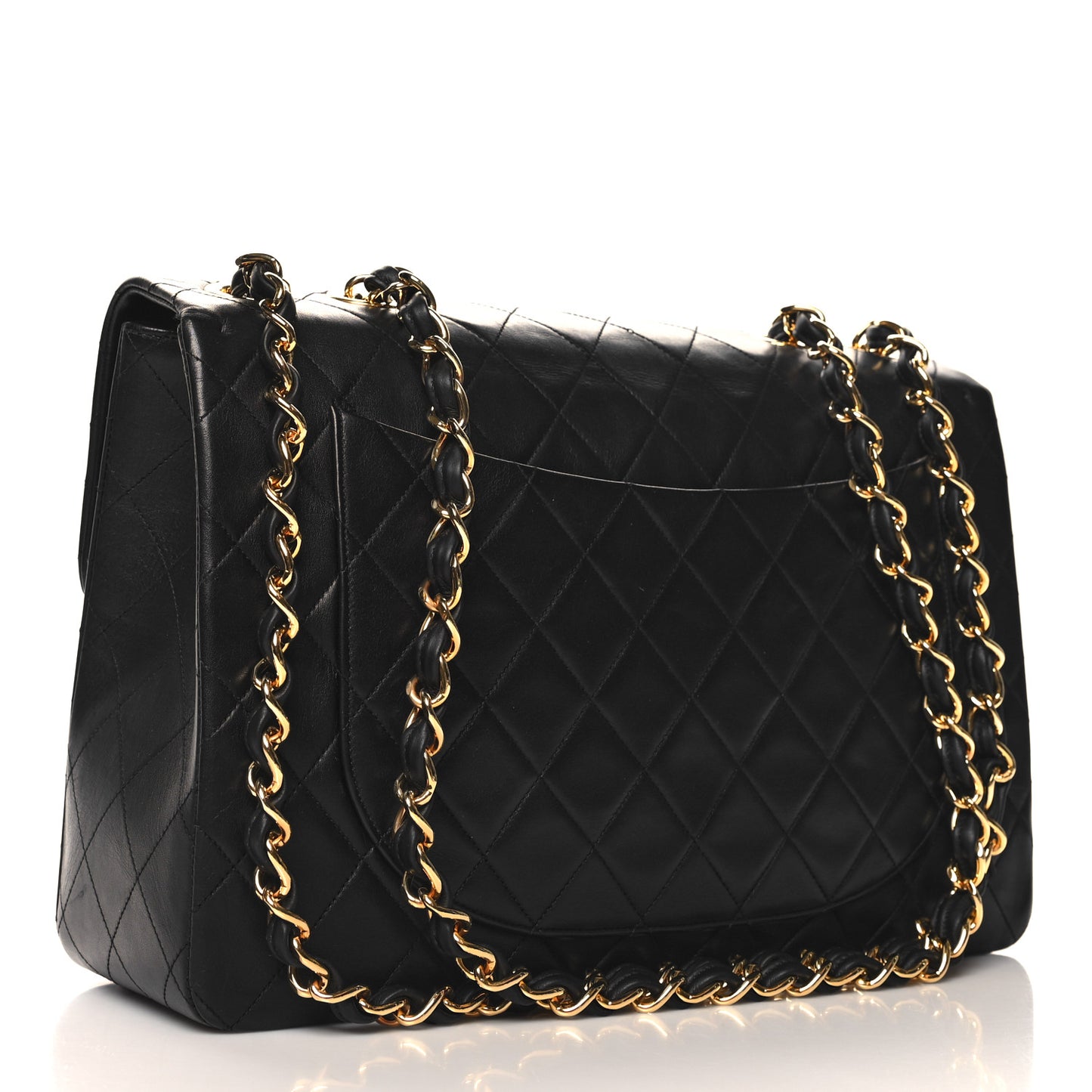 Lambskin Quilted XL Jumbo Single Flap Black