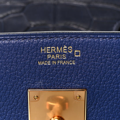 Hermes Taurillon Novillo Matte Alligator Birkin Touch 30 Bleu Saphir Bleu Marine 6 of 12