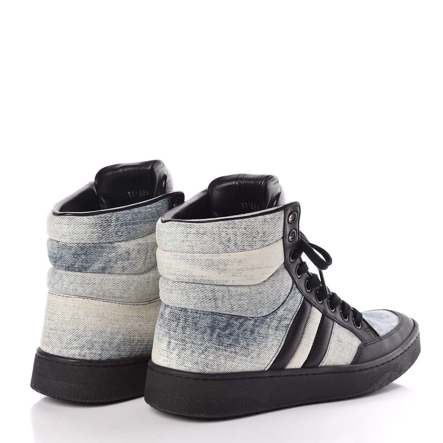 Washed Marble Denim Womens High Top Sneakers 36.5 Light Blue Black