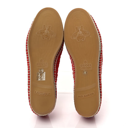 Gucci Cotton Malaga Kid Crochet Pearly GG Lilibeth Espadrille 39 Hibiscus Red 5 of 10