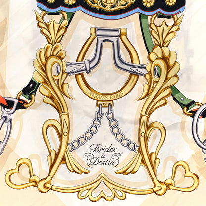 Hermes Silk Brides Et Destin Scarf 90 White Marine Multicolor 2 of 3