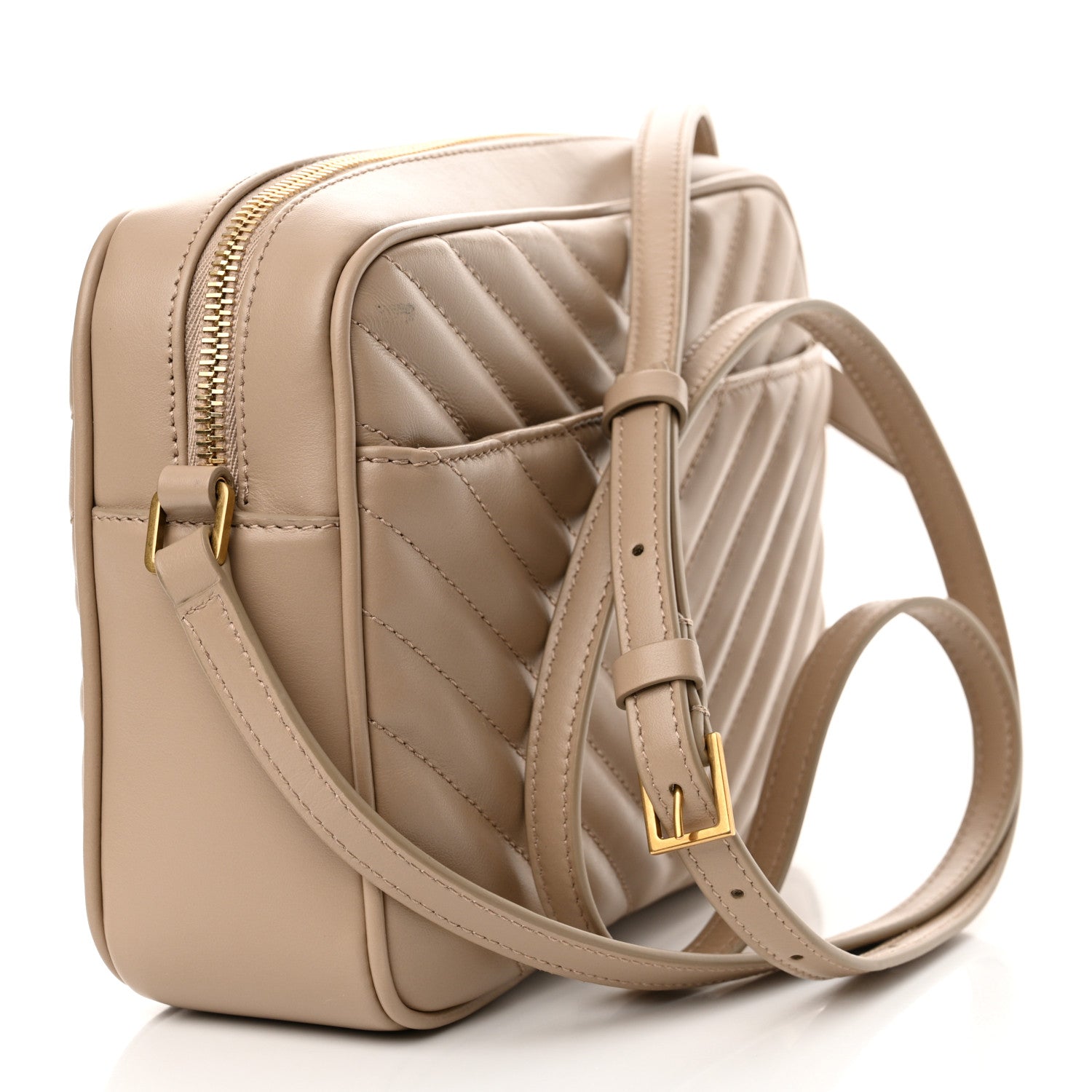 Saint Laurent Calfskin Matelasse Monogram Lou Camera Bag Dark Latte 3 of 13