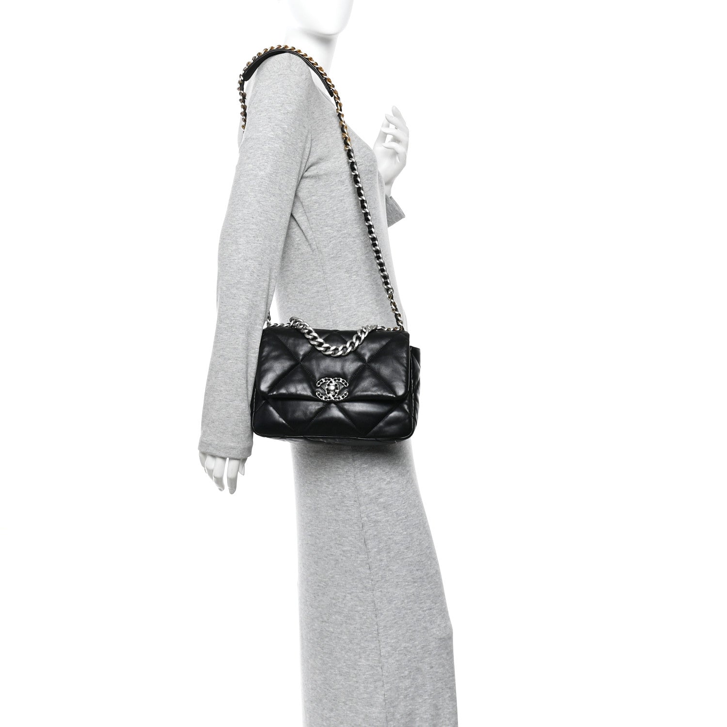 Chanel Lambskin Quilted Medium Chanel 19 Flap Black 2 of 10