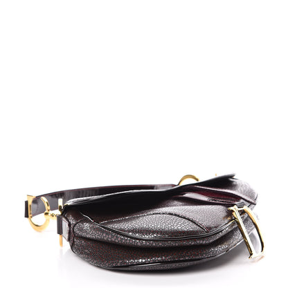 Christian Dior Calfskin Stingray Embossed Saddle Bag Red 4 of 13