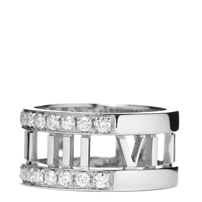 Tiffany 18K White Gold Diamond Atlas Open Ring 49 4.75 3 of 6