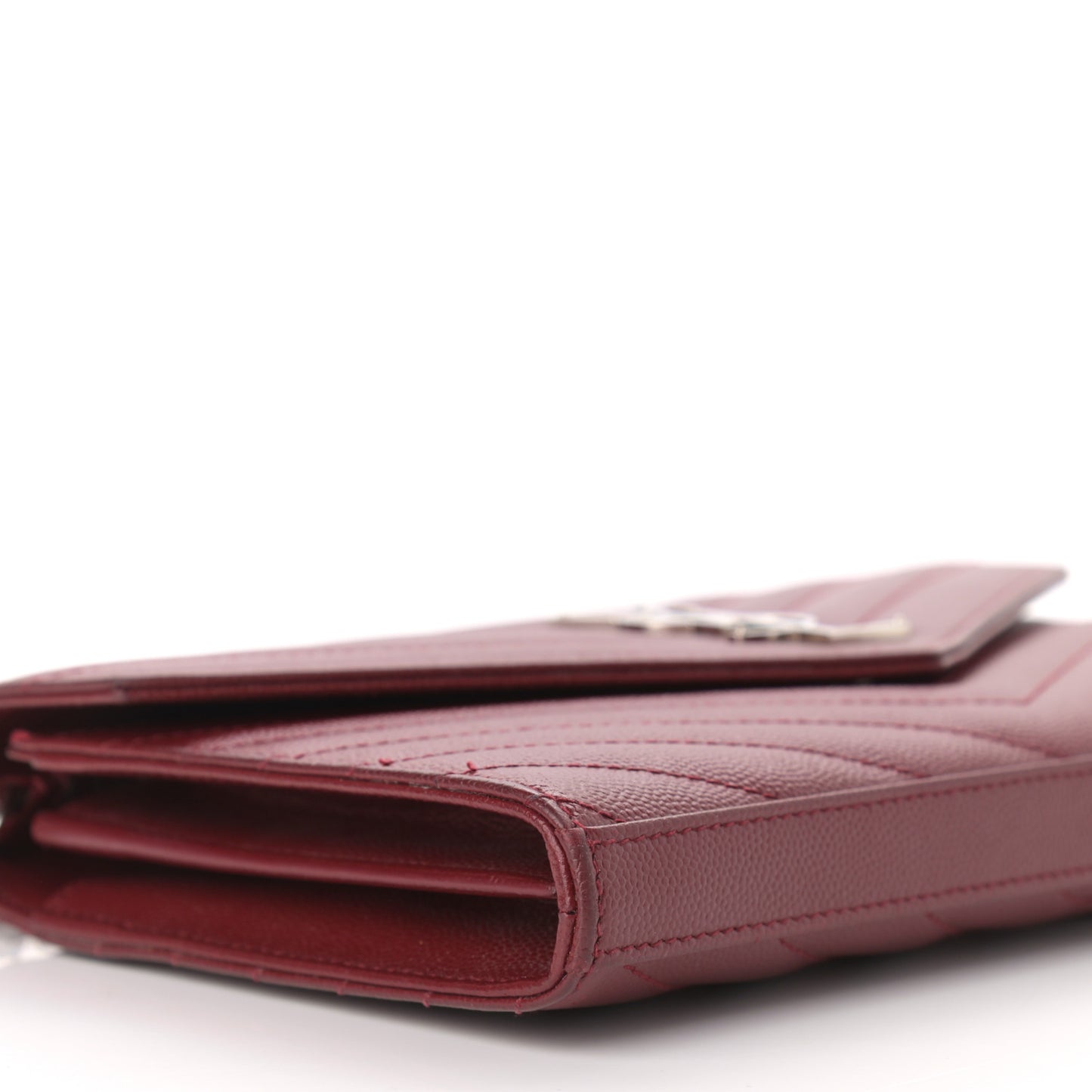 Grain De Poudre Matelasse Chevron Monogram Chain Wallet Palissandre