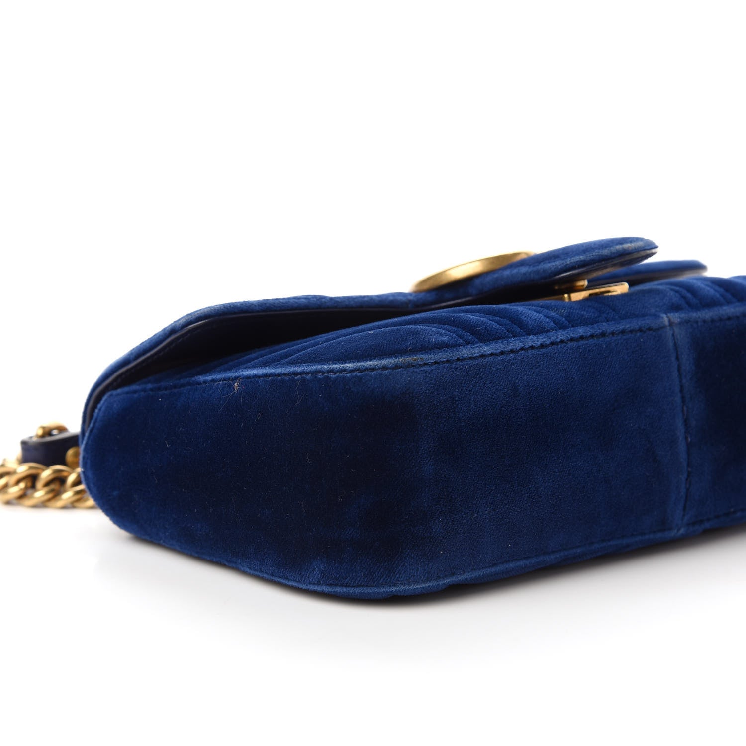 Gucci Velvet Matelasse Mini GG Marmont Shoulder Bag Cobalt Blue 6 of 10