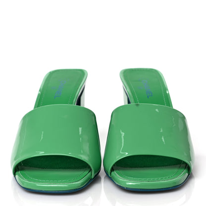 Chanel Patent Calfskin Sandals 38 Turquoise 2 of 9