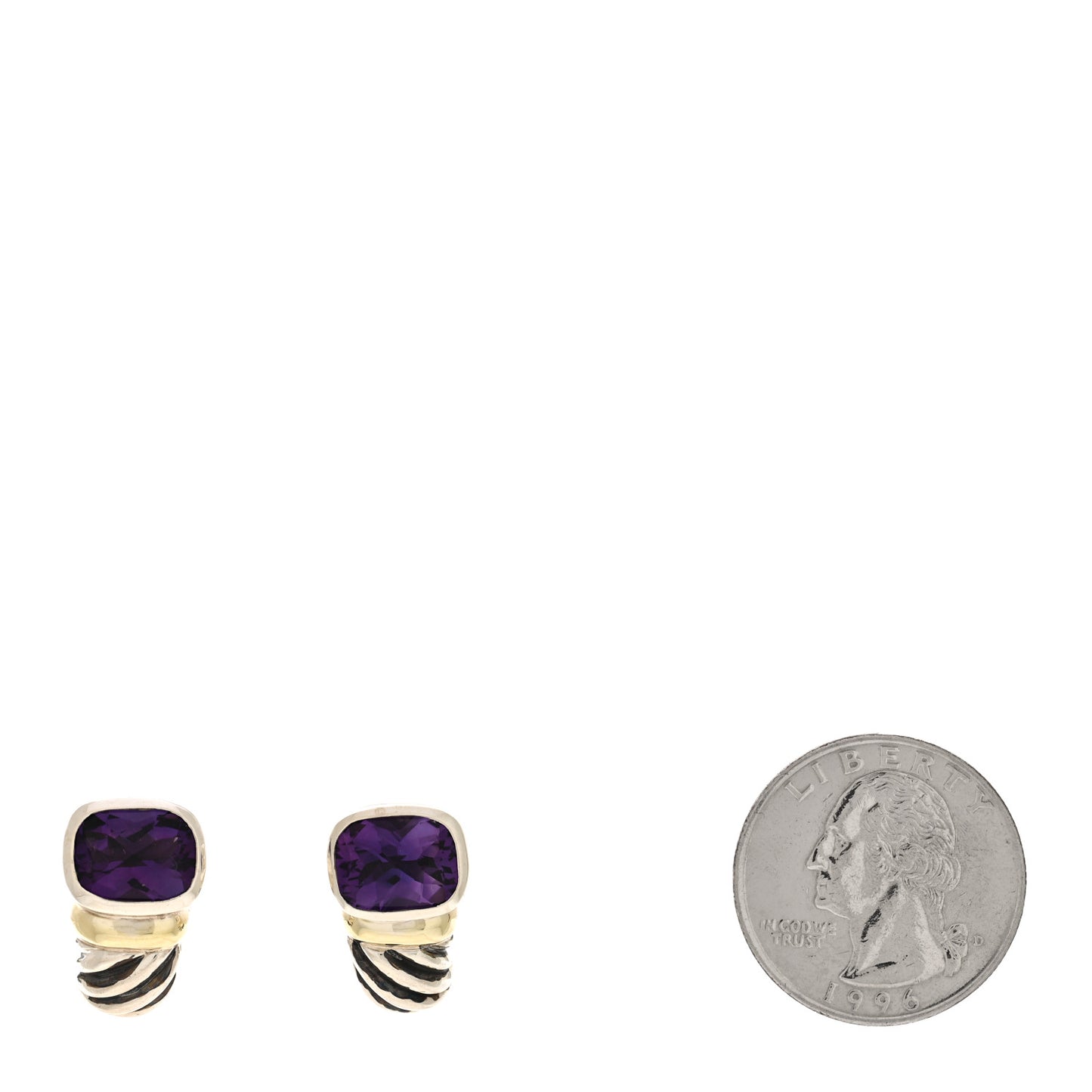 Sterling Silver 14K Yellow Gold Amethsyt Capri Shrimp Earrings