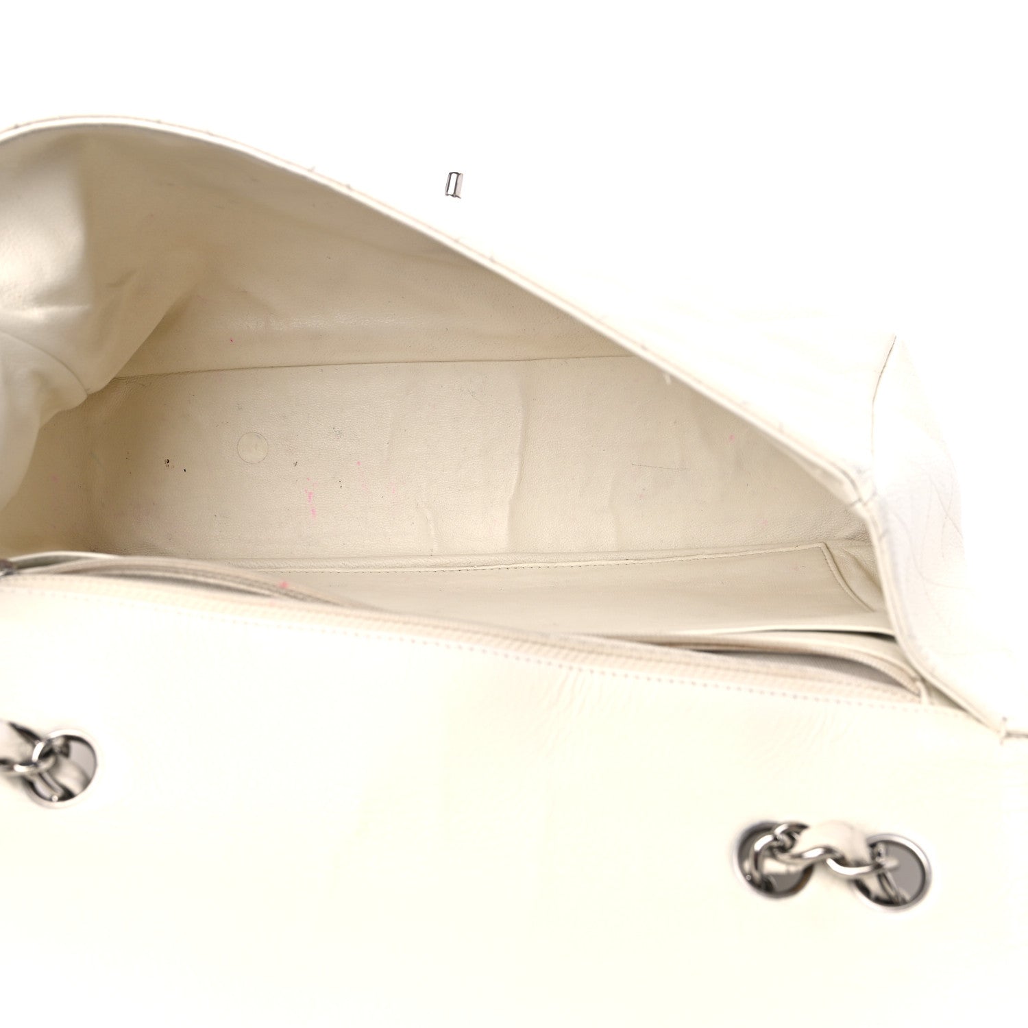 Chanel Caviar Quilted Jumbo Single Flap White 5 of 14