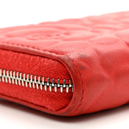 Chanel Caviar Camellia Embossed Zip Coin Purse Red 10 of 11