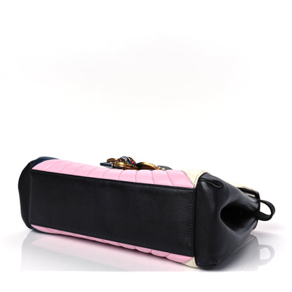 Gucci Calfskin Bamboo Trapuntata Queen Margaret Top Handle Bag Blue Agata Hibiscus Red Mystic White Sugar Pink 7 of 11