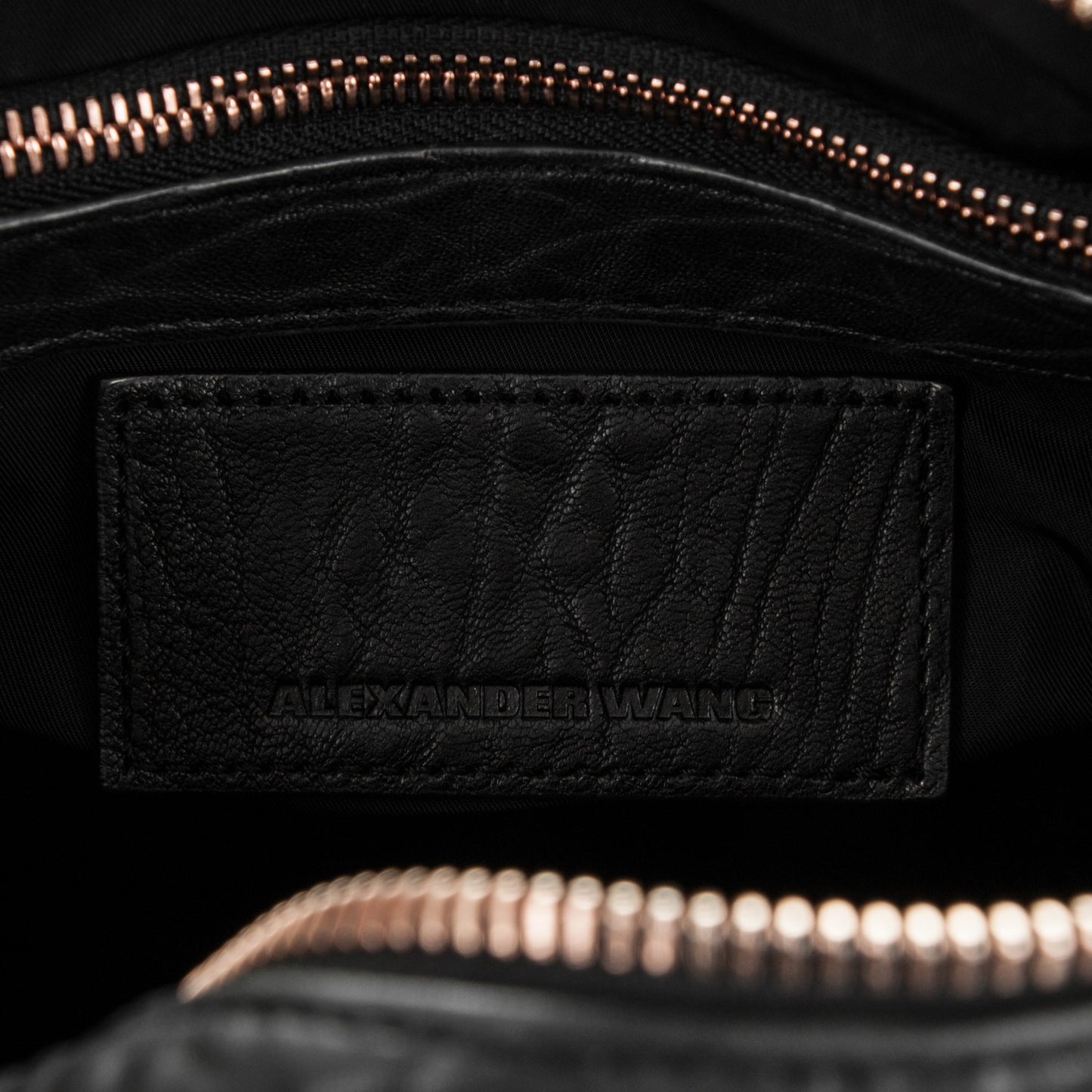 Pebbled Lambskin Rocco Black Rose Gold Hardware