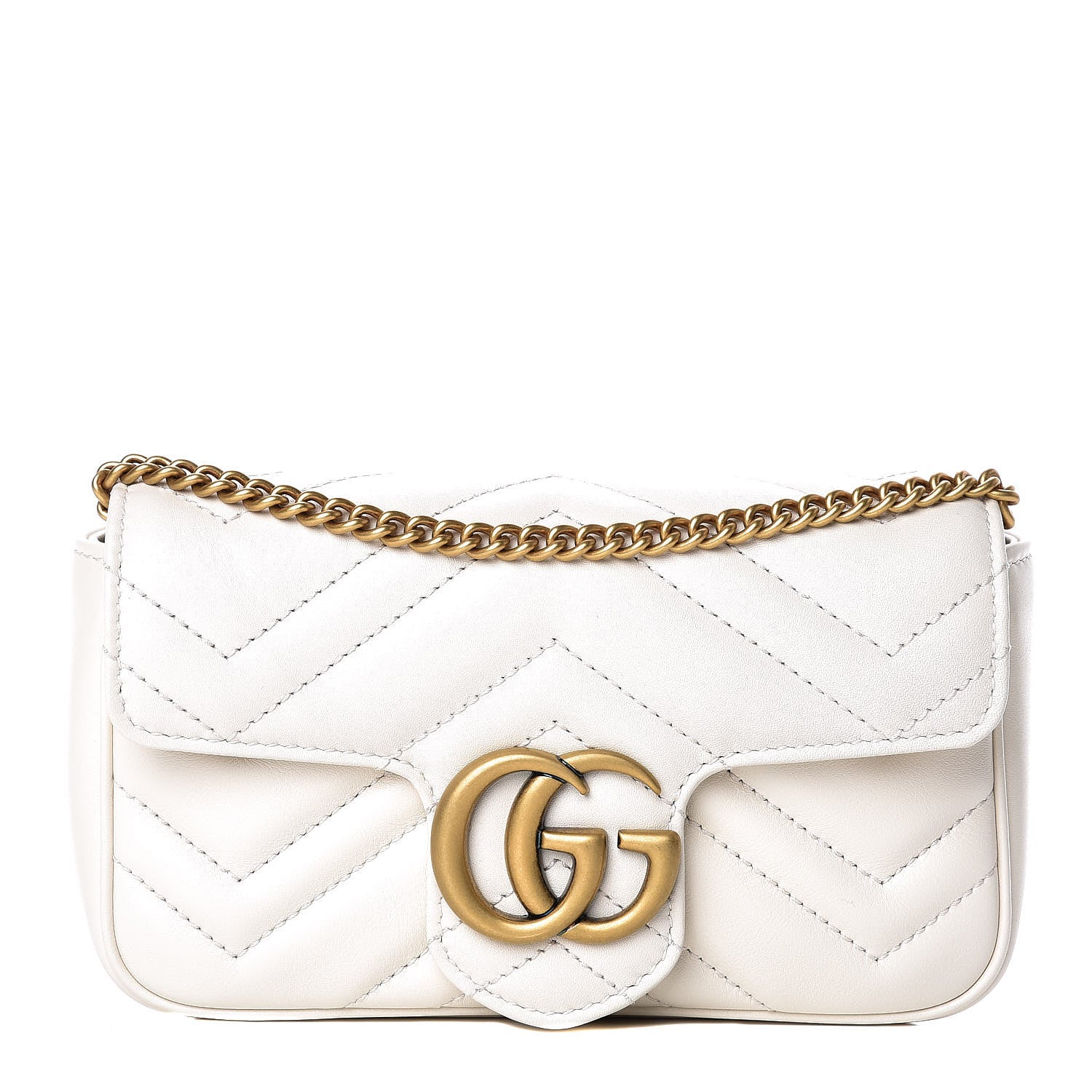 Gucci Calfskin Matelasse Super Mini GG Marmont Shoulder Bag White 1 of 11