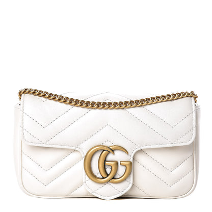 Gucci Calfskin Matelasse Super Mini GG Marmont Shoulder Bag White 1 of 11
