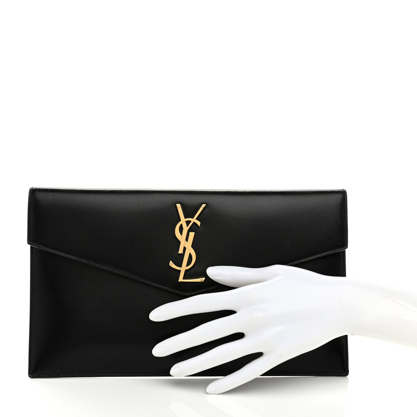 Smooth Shiny Calfskin Monogram Uptown Pouch Black