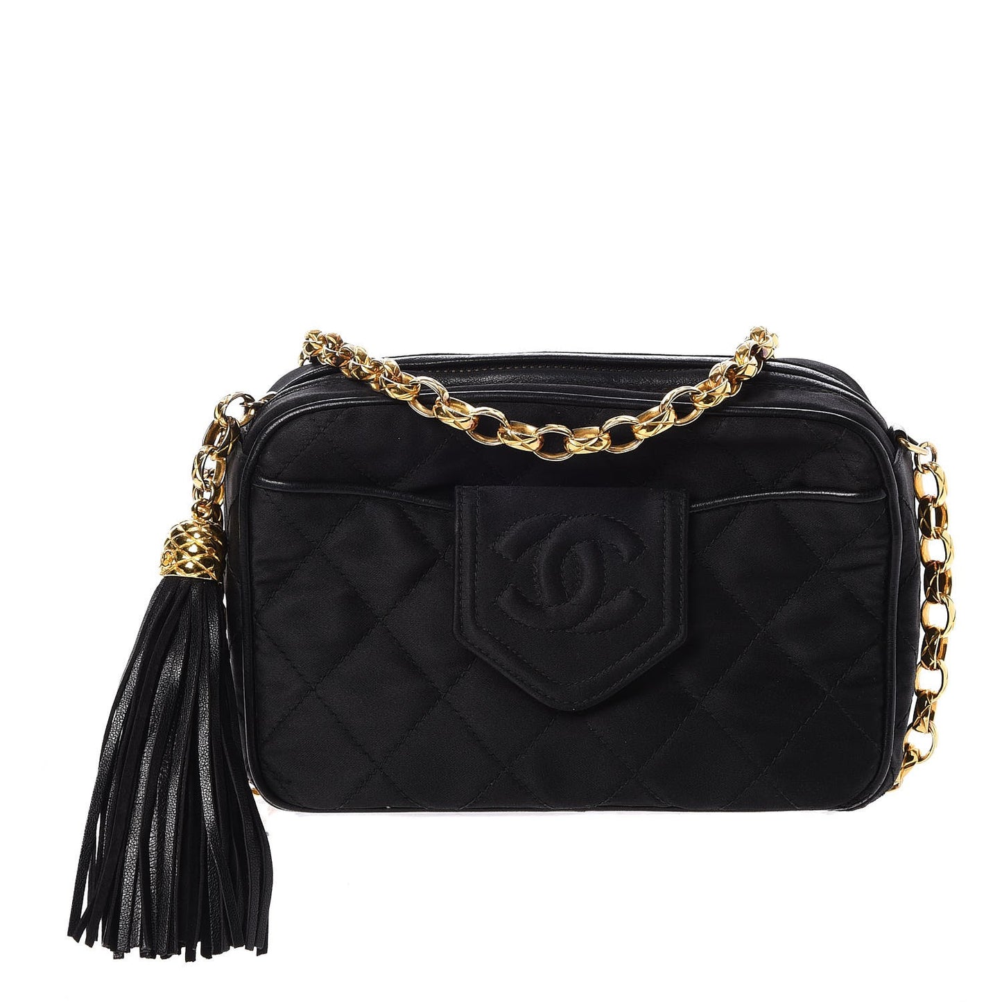 Quilted Satin CC Camera Bag Black