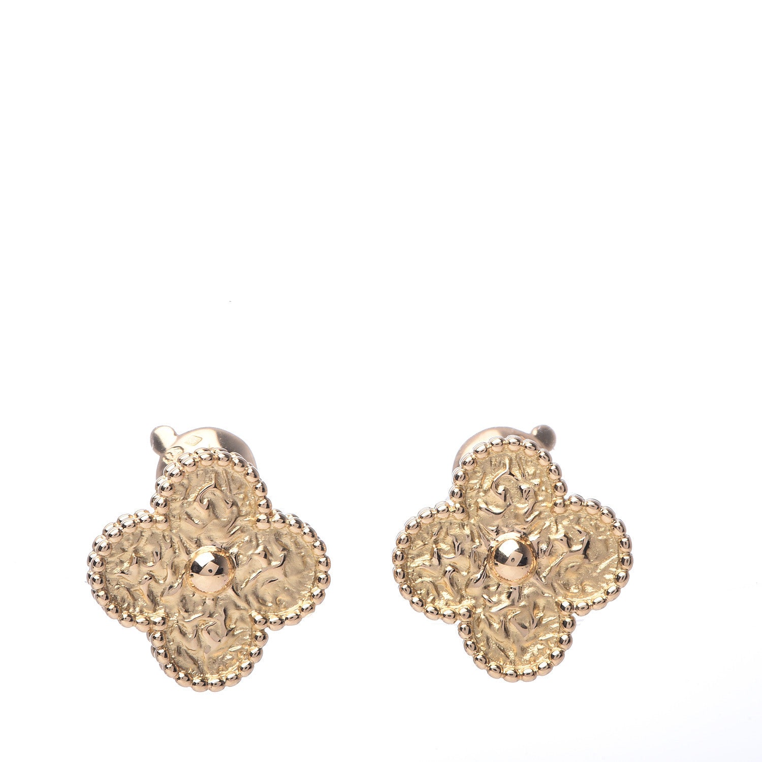Van Cleef & Arpels 18K Yellow Gold Vintage Alhambra Earrings 1 of 5