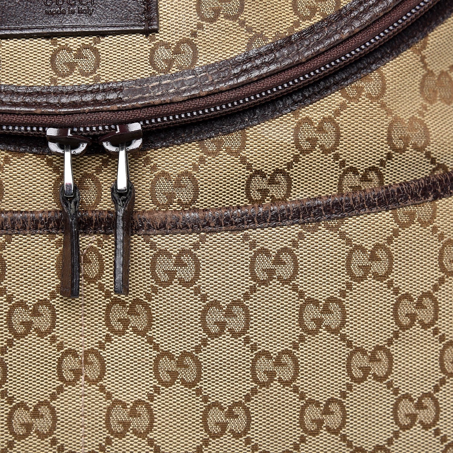 Gucci Monogram Natural Pigskin Large Diaper Bag Beige Ebony Cocoa Dark Chocolate 17 of 18