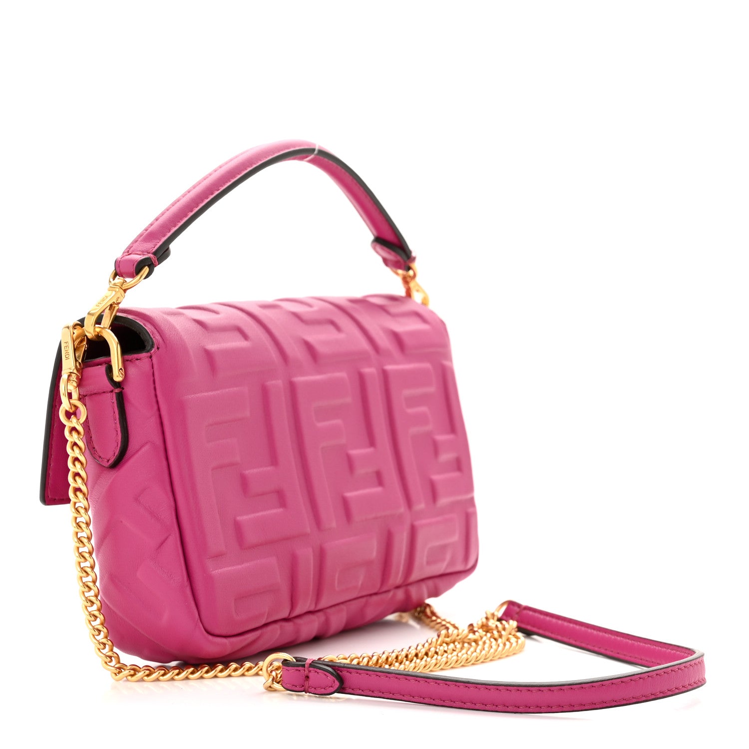 Fendi Nappa FF 1974 Embossed Mini Baguette Ciclamino Pilar 3 of 11