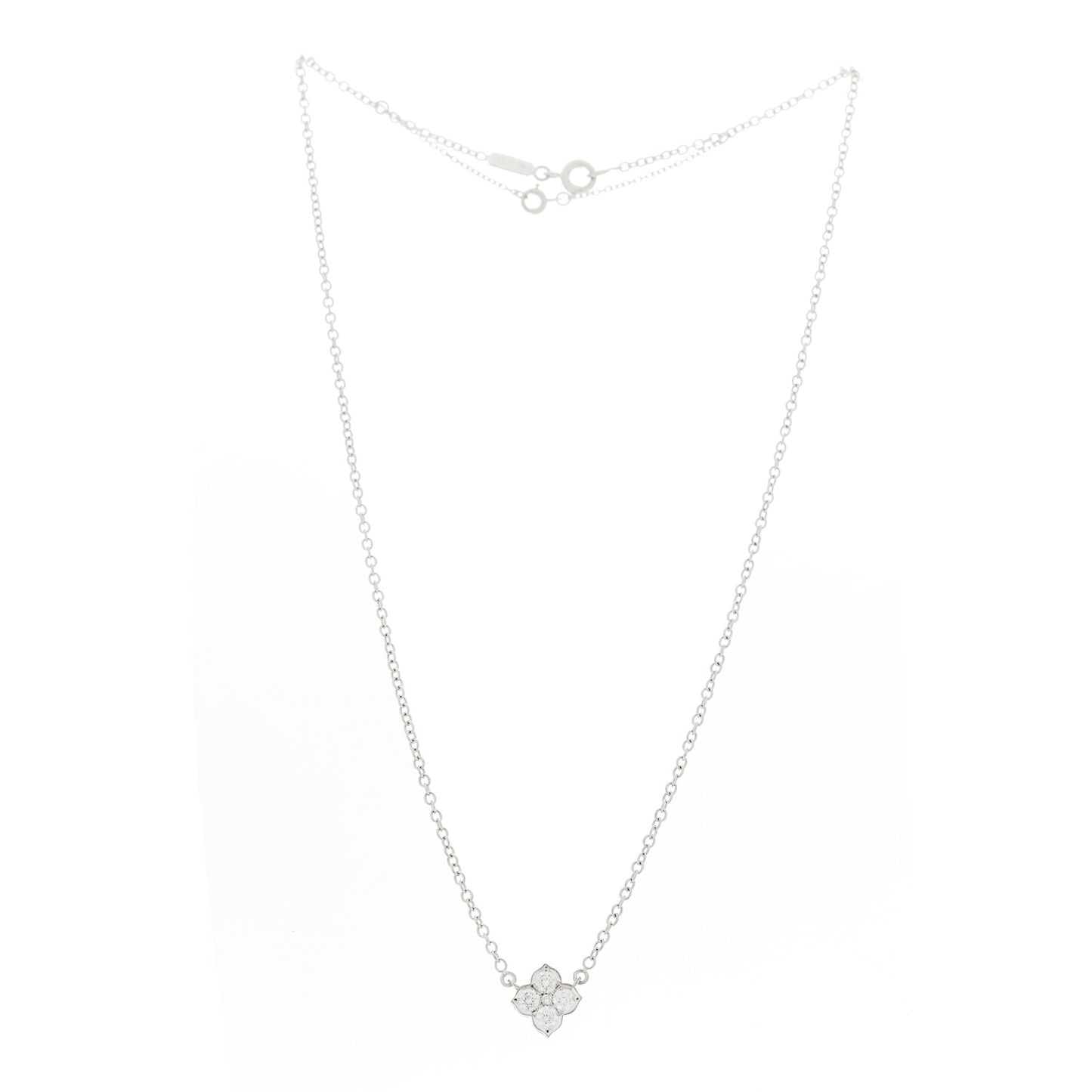 18K White Gold Diamond .45ctw Hindu Floral Pendant Necklace