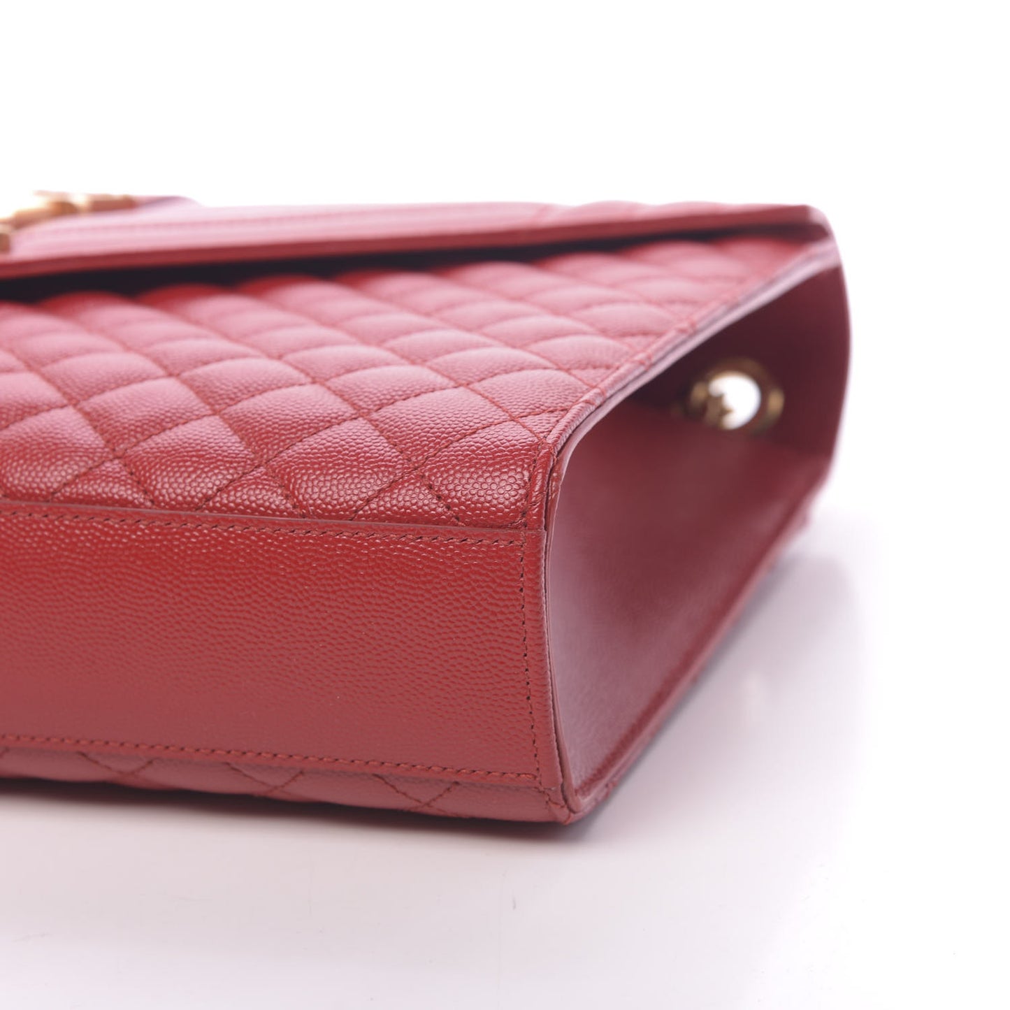 Grain De Poudre Mixed Matelasse Large Triquilt Monogram Satchel New Red