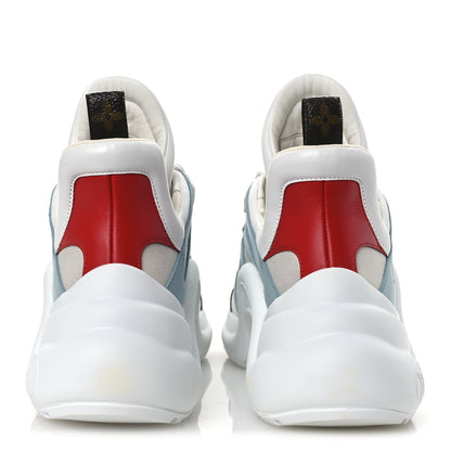 Louis Vuitton Calfskin Technical Nylon LV Archlight Sneakers 38 White Blue Gris 7 of 12