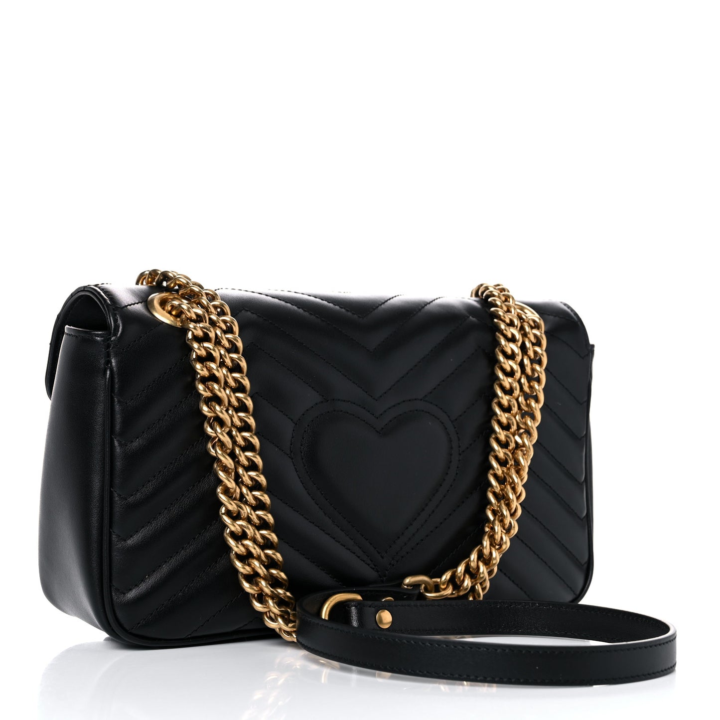 Calfskin Matelasse Small GG Marmont Shoulder Bag Black