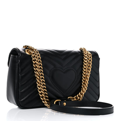 Gucci Calfskin Matelasse Small GG Marmont Shoulder Bag Black 3 of 10