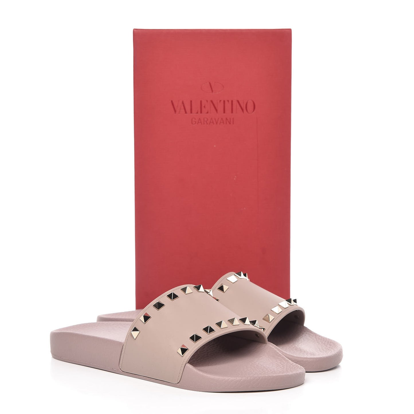 Rubber Rockstud Slide Sandals 39 Poudre